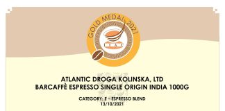 Barcaffé Single Origin India, osvojio je zlatnu medalju na International Coffee Tasting u Italiji.